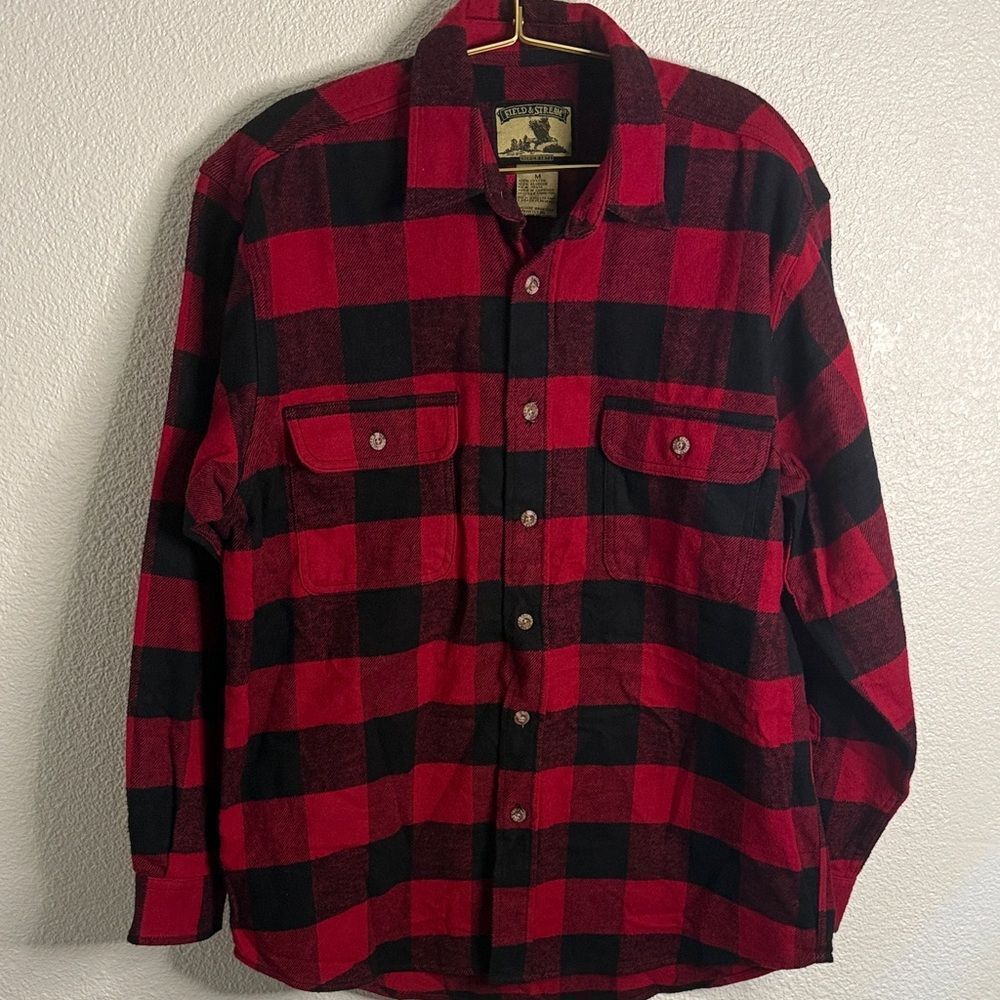 Field & Stream Red and Black Checkered Shirt- Medium